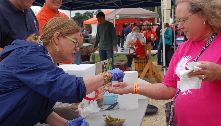Guertal handing out taste tests at Ag Roundup 2015