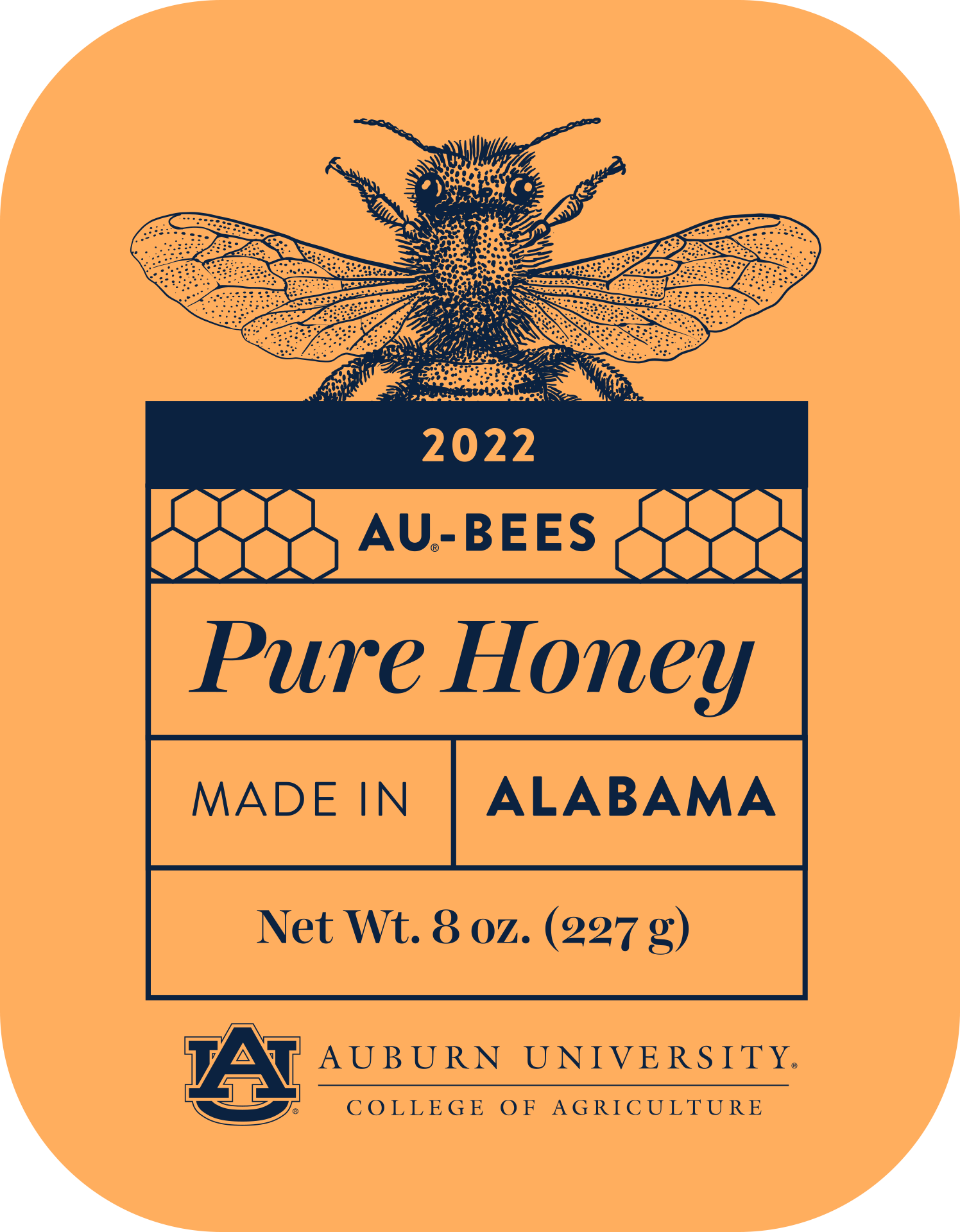 AU-Bees-Die-Cut-Honey-Label-8oz-2022-FRONT-bleed-vector