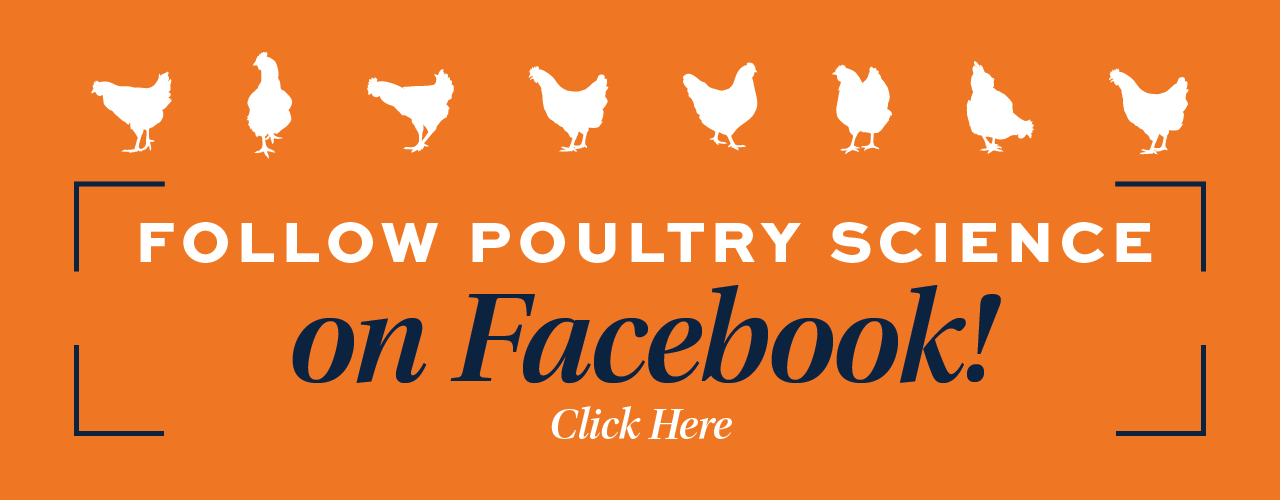 Graphic with the text "Follow Poultry Science on Facebook" with a link to the Facebook page