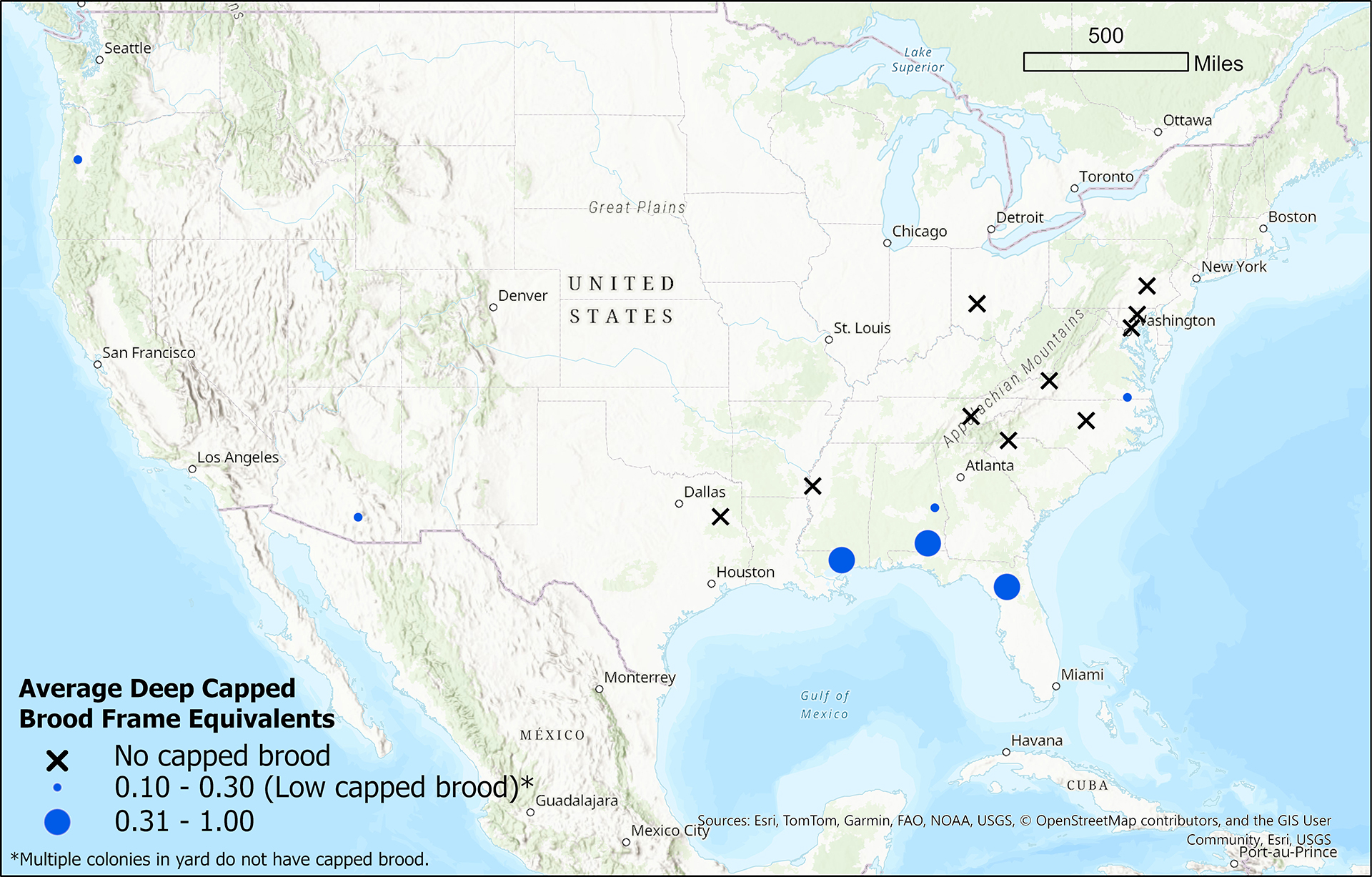 Winter Brood Monitoring Map for the week of January 2, 2025