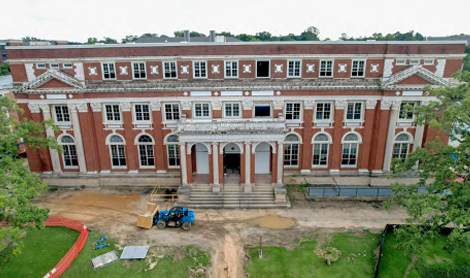 Aerial view of Comer Hall in September 2025