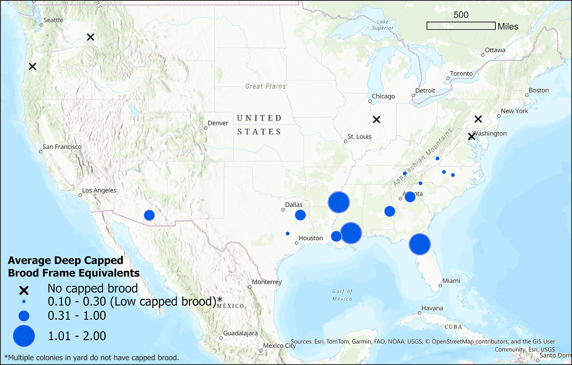 Brood monitoring map for the week of January 13, 2026